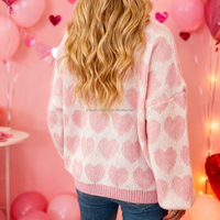 Pull en maille pour femme, forme de cœur, tendance, manches longues, décontracté, nouvelle arrivée 2026, Saint-Valentin