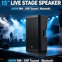 Vantas-155DSP Enceinte active en plastique 2 voies 15 pouces, bi-amplifiée classe D 500W+100W RMS, Bluetooth, pour sonorisation professionnelle et monitoring de scène