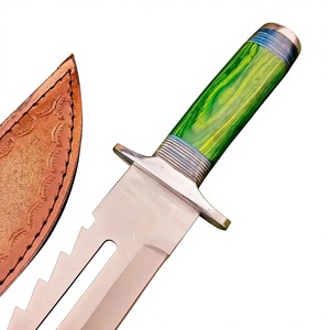 Couteaux Bowie faits à la main, lame fixe, couteau de chasse utilitaire, manche en bois, étui en cuir véritable, couteau Bowie OEM - Product Image 2