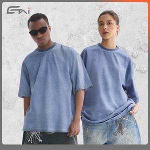 T-shirt en coton tricoté personnalisé 100% 270 Gsm pour hommes T-shirt surdimensionné rétro lavé avec pigment teint DTG imprimer des vêtements personnalisables - Product Image 1