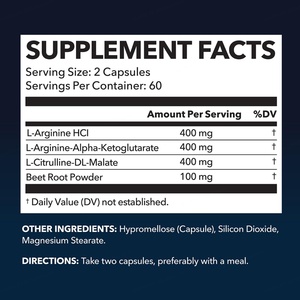 L-Arginina de Alta Calidad, 120 Cápsulas para Mujeres y Hombres, Apoyo Energético, Extractos de Plantas de L-Arginina - Product Image 3