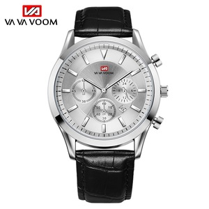 Reloj de cuarzo multifuncional de lujo para hombre, cronógrafo con correa de cuero. - Product Image 1