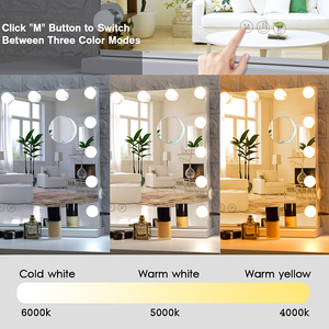 卸売 調光可能 LED電球付き 長方形 メイクアップ バニティミラー 58x46cm 片面ライト付き 拡大機能 15色 - Product Image 4