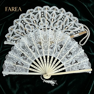 FAREA Éventail pliant vintage en bambou ajouré avec dentelle, idéal pour <span class=keywords><strong>la</strong></span> danse et les spectacles – Meilleure vente - Product Image 3