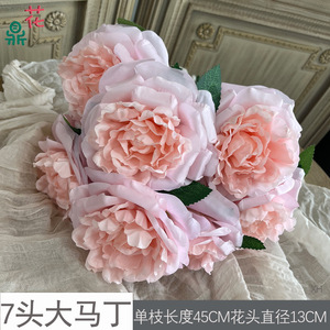 Roses artificielles Martin Austin, 7 grandes fleurs en soie, bouquet de décoration de mariage fait main - Product Image 5