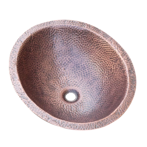 Vasque de salle de bain ovale en cuivre vieilli martelé, style marocain, design traditionnel, à poser, modèle <span class=keywords><strong>1</strong></span> - Product Image 3