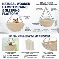 Lit suspendu en bois massif naturel pour hamster, plateforme en bois à mâcher pour cage, hamac pour hamster syrien, hamster nain, gerbille, petaugeur sucré
