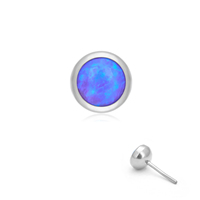 Anting-anting tusuk titanium ASTM F136 grosir, model labret bezel opal untuk bibir, telinga, dan tragus, perhiasan tubuh modis.