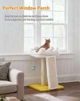 Happi N Pets Arbre à chat moderne en sisal en forme de nuage, 2 niveaux, 56 cm de hauteur, anti-griffures, anti-dérapant, perchoir doux, jouet étoile pour chatons, intérieur