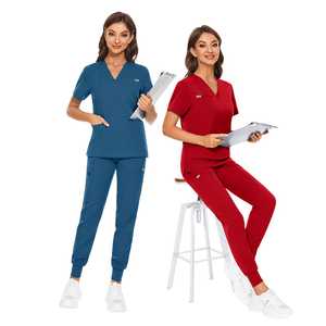 Hospital Jogger Scrubs Uniformes Conjuntos Uniforme de enfermera Mujeres Scrubs Médico Enfermería Scrubs Set - Product Image 3