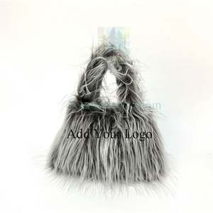 2024 Winter Newest Women's Leather Long Hair Slippers and Bag Set Women's Luxury Flat Shoes and Wallet Set - Product Image 4