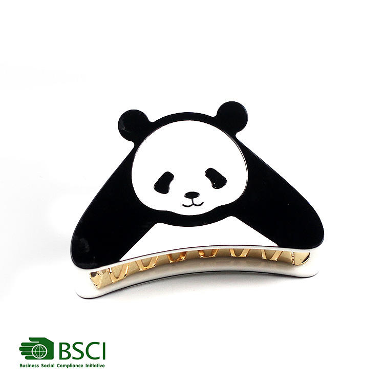 YIYI Medium Black and White Panda Acetate Metal Claw Clip High-quality Custom Cute Hair Accessories for Women and Kids