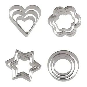 3PCS Set Runde Blume Stern Herzform Edelstahl Kuchens ch neider