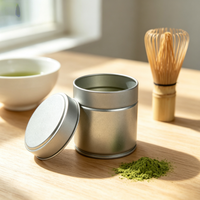 Prix de gros – Boîtes à thé matcha réutilisables en métal, capacité 50g, rondes, portables et hermétiques pour poudre de matcha – MOQ 200 pièces