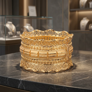 Joyería de Moda al por Mayor para Mujer, Brazaletes y Kadas de Lujo Chapados en Oro de 14K, 18K y 24K, Brazaletes Kada de Latón Rellenos de Oro - Product Image 5