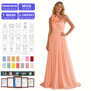 Vestido de Noche Elegante Floral de Un Solo Hombro para Mujer, Sexy, Sin Mangas, con Abertura Alta, Largo Maxi, para Fiesta de Boda al por Mayor - Product Image 1
