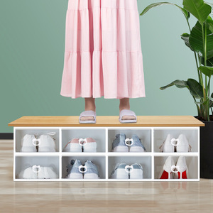 Caja de Zapatos Plegable con Diseño de Cabeza de Gato, Transparente, de PP, a Prueba de Polvo, Estilo Japonés, Apilable, con Compartimentos, Armario y Estante para Zapatos - Product Image 1