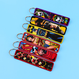 500 Styles Stock Superhero Hero <strong>Spiderman</strong> Deadpools Key Tag Jet Embroidery Fabric Woven Lanyard Keychain for Fashion Key <strong>Ring</strong> - Product Image 1