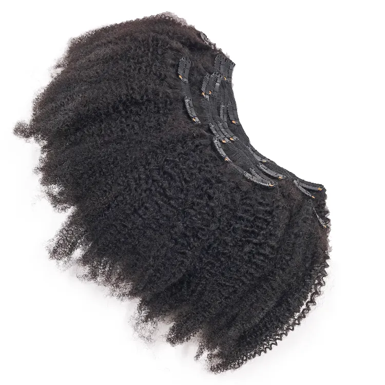4A 4B 4C Afro Kinky Curly Clip Ins Human Hair Unprocessed Raw Indian Clip In Hair Extensions