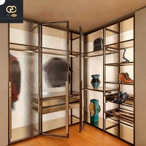 خزانة ملابس فاخرة إيطالية الصنع، مجموعة أثاث غرفة نوم، تصميم فيلا، خزانة ملابس زجاجية لغرفة الملابس - Product Image 6