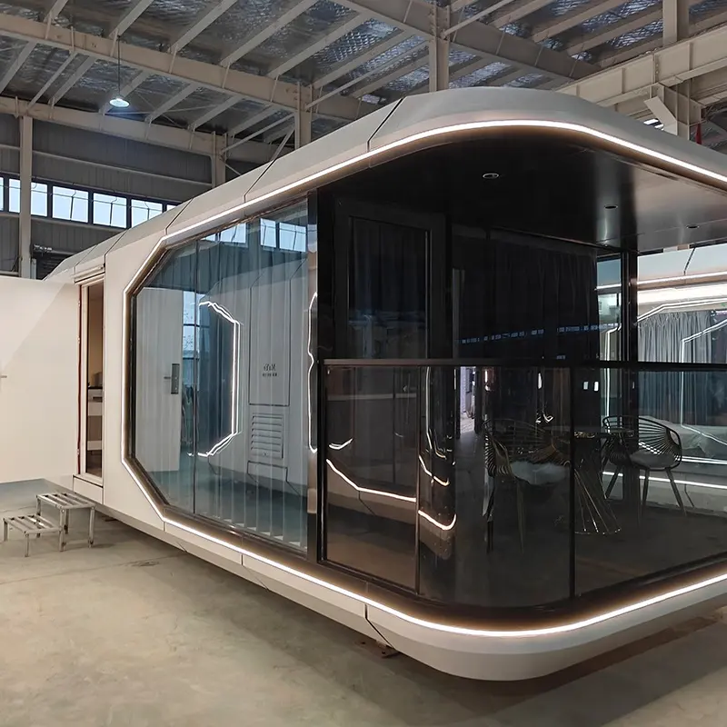 Modular Steel Structure Prefabricated Home Office Pod Mobile House for Hotel Use with Outdoor Bar   Party Space Capsule House