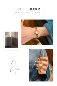 Reloj de Pulsera para Mujer, Minimalista y de Lujo Ligero, Vintage, con Esfera Dorada Mini, de Cuarzo con Textura Alta - Product Image 3