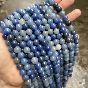 Factory Wholesale Jewelry Gemstone Loose Beads 8mm Natural Jade Gem Stone Beads Blue Aventurine For Jewelry Making