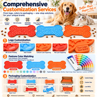 Tapis de léchage en silicone de qualité alimentaire à bords surélevés pour l'alimentation lente et l'entraînement des chiens, en forme d'os