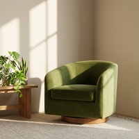 Fauteuil d'appoint pivotant moderne en tissu, avec accoudoirs en forme de baril, coussin d'assise amovible, accoudoirs incurvés, dossier arrondi, pour salon et hôtel