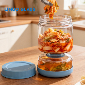 Glass Olive and <strong>Pickle</strong> Strainer <strong>Jar</strong> <strong>Pickle</strong> Container Airtight Food Storage Glass Hourglass <strong>Jar</strong> with Strainer Flip - Product Image 2