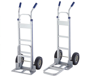 Chariot à main en aluminium robuste à 2 roues, capacité de 150 kg, chariot à plateforme argenté, utilisation industrielle en atelier - Product Image 6