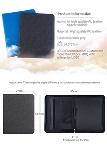 Bìa Đựng Tài Liệu Có Khóa Kéo Bằng Da PU A4 Tùy Chỉnh, Bìa Đựng Tài Liệu Chuyên Nghiệp, Quà Tặng Khuyến Mãi Bìa Đựng Tài Liệu Màu Đen - Product Image 5