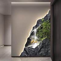 Décoration murale de couloir d'entrée de style classique, peinture au pistolet avec éclairage LED, en carton, pour un aménagement paysager moderne et luxueux