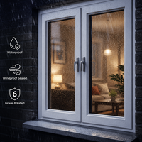 Ventana Abatible de PVC Estilo Europeo, Perfil Alemán, Doble Acristalamiento, Blanca, para Villa, Baño, Dormitorio, con Certificación Energy Star