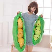 Vente chaude haricot vert en peluche peluche stockage pouf sac pois dosette oreiller bonnet bébés jouets en peluche