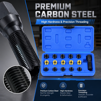 Kit Profesional de Reparación de Roscas de Bujías de 16 Piezas, Herramienta de Reparación de Roscas de Bujías de 14 mm x 1.25 para Restauración de Orificios Internos Dañados
