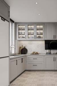 SANTOPOVA Modern U-Shaped Kitchen <b>Cabinets</b> <b>with</b> Shaker <b>Doors</b> and Tall Storage Units - Product Image 2