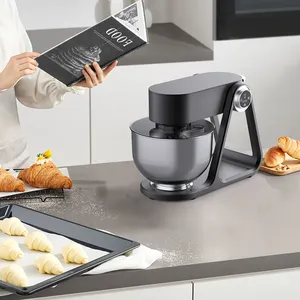 Misturador elétrico planetário OEM para massa de pão e bolo Misturador de alimentos com cabeça inclinada de 6 velocidades com gancho para massa, chicote e batedor