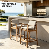 Tabouret de bar extérieur en teck moderne avec coussin, confortable et durable, mobilier de jardin pour bar, restaurant, café