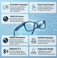Gafas Inteligentes con IA, Cámara de 800W Píxeles, Llamadas Inalámbricas, Disparo con IA, Asistente de Voz, Control Táctil, Carga Portátil, Gafas Meta