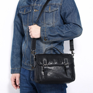 Sac messager en cuir véritable pour homme, noir, grand, durable, pour usage quotidien - Product Image 4