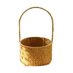 Handmade Rattan Woven <b>Basket</b> Round With Handle For Plants And Flowers Decorative <b>Storage</b> <b>Basket</b> Size Small And Large - Product Image 5