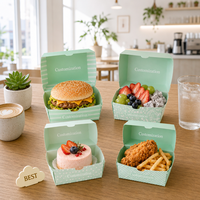 Cajas de Cartón para Hamburguesas Impresas Personalizadas al por Mayor, Resistentes a la Grasa, Desechables, a Prueba de Fugas, para Comida para Llevar, Almuerzo, Empaquetado a Granel