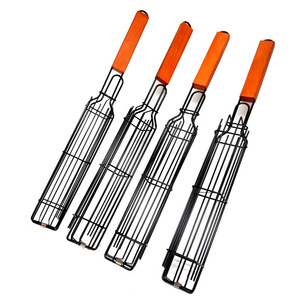 WELAND Utensile BBQ <span class=keywords><strong>in</strong></span> Metallo Stile Moderno con Manico <span class=keywords><strong>in</strong></span> Legno, Gabbia e Pinza a Rete per Salsicce e Verdure, per <span class=keywords><strong>Barbecue</strong></span> e Cucina all'Aperto - Product Image 2