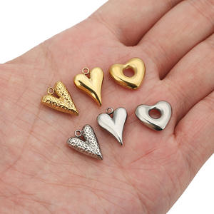 Colgante Clásico Corazón Anti-Decoloración, Chapado en Oro, de Latón y Plata, para Cadenas Personalizadas, Joyería DIY, Historia de Amor Infantil - Product Image 4