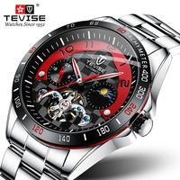 Montre mécanique avec bracelet en acier inoxydable, grand cadran, tourbillon, montre-bracelet étanche à 30 m