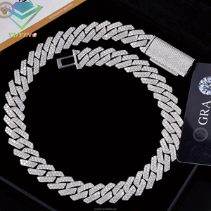 Hot Sale <b>Cheap</b> Men's Hip Hop Cuban <b>Chain</b> VVS Moissanite 925 Sterling Silver <b>Gold</b> Plated Certified Pass Diamonds Test Necklace - Product Image 3