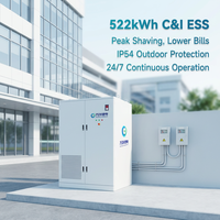 Systèmes de stockage d'énergie commerciaux et industriels en conteneur, batterie LiFePO4 haute tension 522 kWh, IP54, pour la réduction des pics et le remplissage des vales de puissance