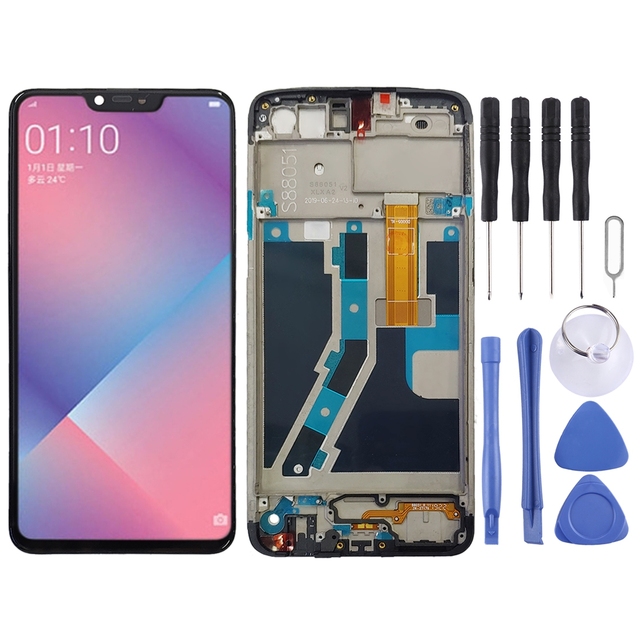For OPPO A5 / A3s Screen Replacement LCD Mobile Phone 6.2" TFT Display Digitizer Full Assembly with Frame