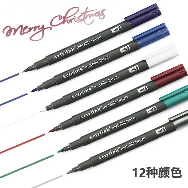 Hot bán 12 màu sắc kim loại đánh dấu kim loại màu bút vải bút